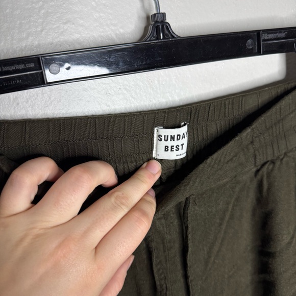 Aritzia Sunday Best Olive Green Lightweight Joggers Drawstring Waist Boho - Picture 6 of 9